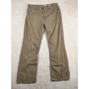BKE Casuals Pants Mens 33R Brown Tyler Bootcut Thick Stitch Embroidered Travel